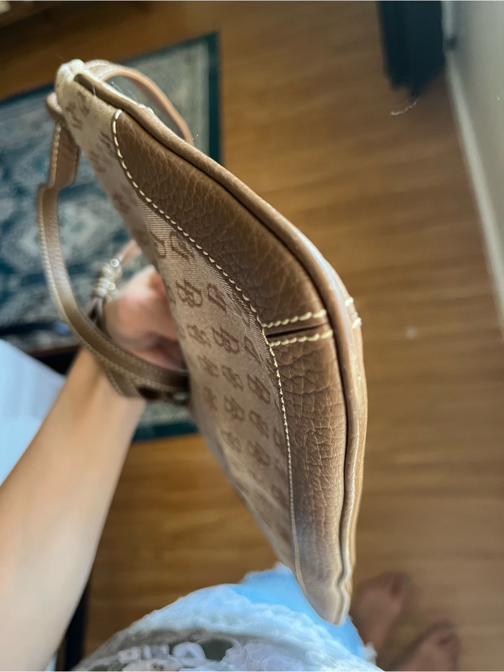 Dooney & Bourke Beige Logo Canvas Shoulder Bag - Picture 3 of 11